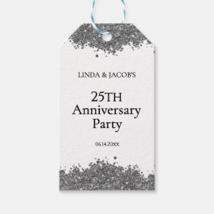 50th Wedding Anniversary Silver Faux Glitter Gift Tags