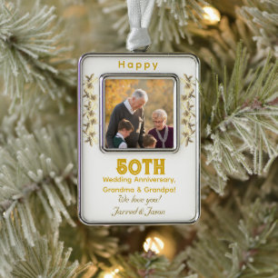 50th Wedding Anniversary  Silver Plated Framed Ornament
