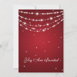 50th Wedding Anniversary Sparkling Chain Red Invitation