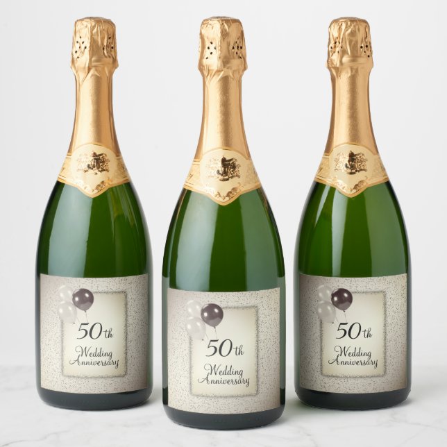 50th Wedding Anniversary Sparkling Wine Label (Bottles)