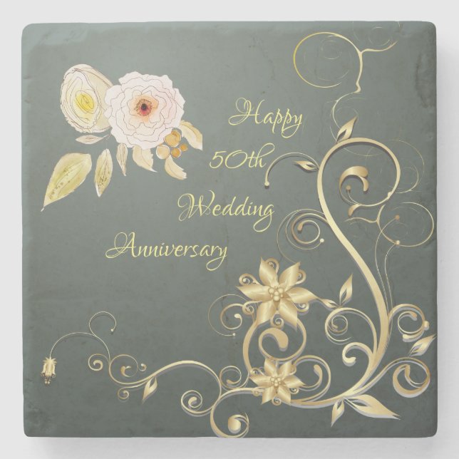 50th wedding anniversary Stone Coaster (Front)