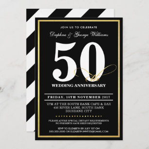 50TH WEDDING ANNIVERSARY stylish gold INVITES