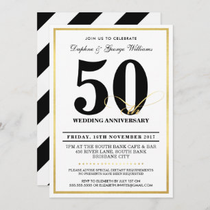 50TH WEDDING ANNIVERSARY stylish gold INVITES