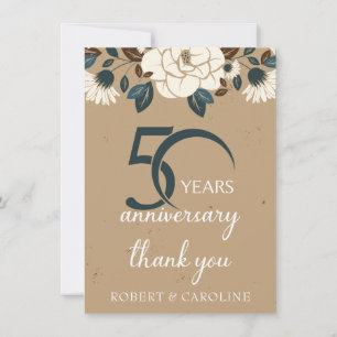 50th Wedding Anniversary Thank you Floral Card