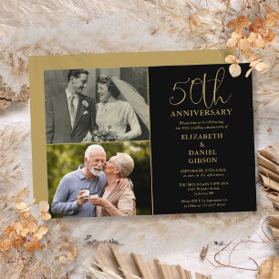 50th Wedding Anniversary Then And Now 2 Photo Invitation