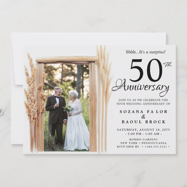 50th Wedding Anniversary Then And Now  Photo Invitation (Front)
