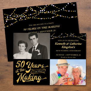 50th Wedding Anniversary Then & Now Photos Party Invitation