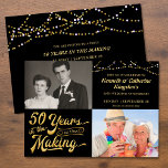 50th Wedding Anniversary Then & Now Photos Party Invitation<br><div class="desc">Invite your guests with this 50th wedding anniversary invitation in black and gold with gold stars featuring retro typography stating 50 YEARS IN THE MAKING and lets you include their wedding year as part of the design and adding their THEN and NOW photos. Party invitation details are on the back...</div>