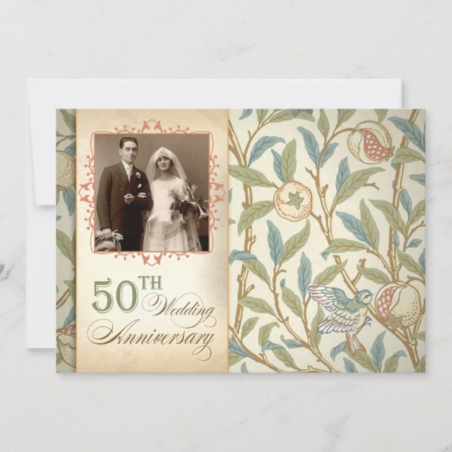 50th wedding anniversary vintage photo invitations (Front)