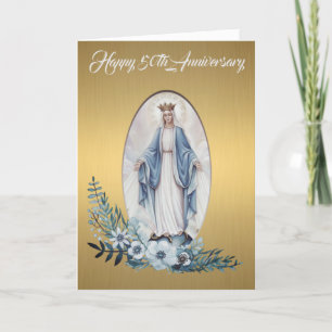 50th Wedding Anniversary Virgin Mary Gold Card
