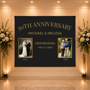 50th Wedding Anniversary Vow Renewal Backdrop Tapestry