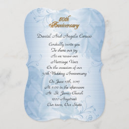 50th Wedding anniversary vow renewal blue satin Invitation