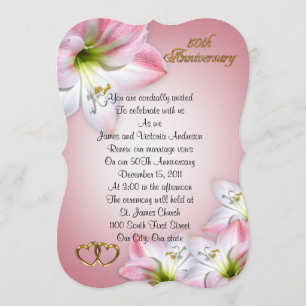 50th Wedding anniversary vow renewal pink amarylis Invitation