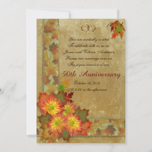 50th Wedding anniversary vow renewal pink roses Invitation