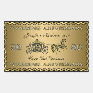 50th Wedding Anniversary-Wedding Horse & Carriage Rectangular Sticker