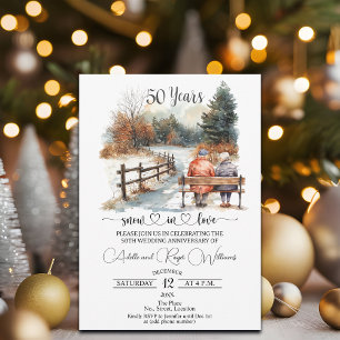 50th Wedding Anniversary Winter Landscape Romantic Invitation