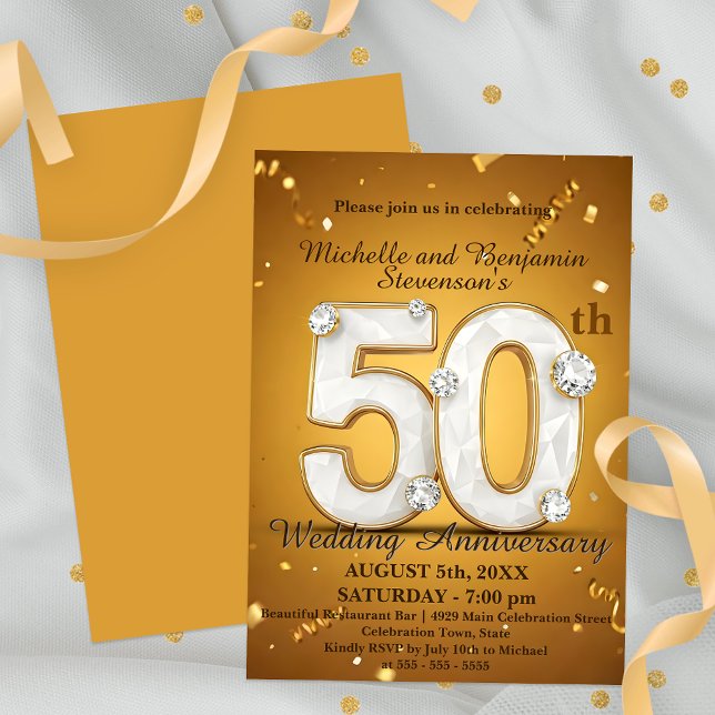 50th Wedding Anniversary with Diamond Accents Invitation (Creator Uploaded)