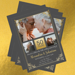 50th Wedding Anniversary With Frame Personalised Invitation