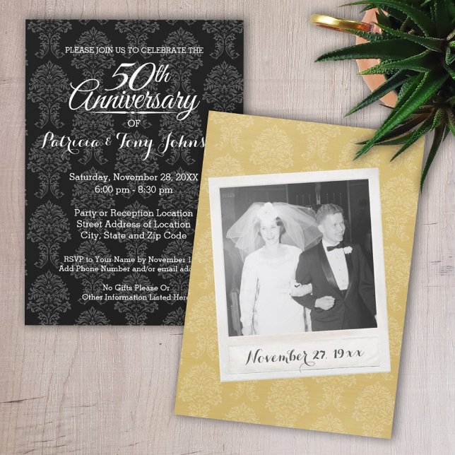 50th Wedding Anniversary with Photo on One Side Invitation (Creator Uploaded)