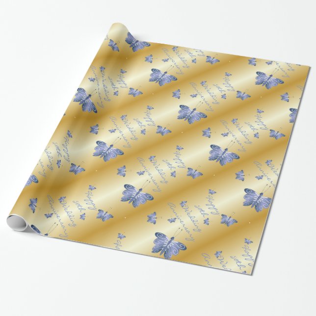 50th Wedding Anniversary Wrapping Paper (Unrolled)