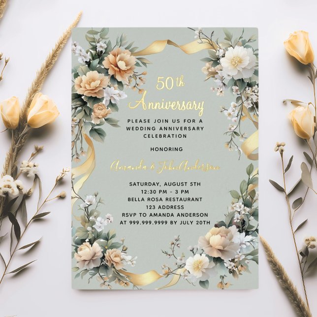50th wedding anniversary yellow florals gold (Creator Uploaded)