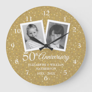 50th Wedding Anniversary Your Childhood Photos Large Clock