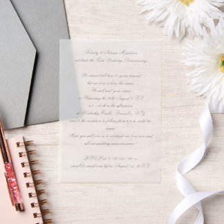 50th Wedding Calligraphy Transparent Invitation 