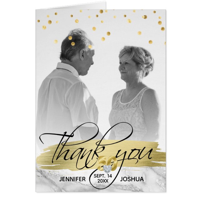 50th Wedding Gold Heart Thank You | PHOTO (Front)