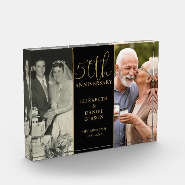 50th Wedding Golden Anniversary 2 Photo Block (Left)