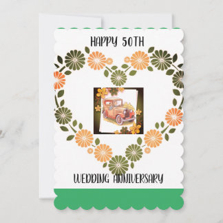 50th Wedding Vintage  Anniversary Invitation