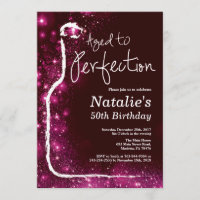 50th Wine Birthday Aged to Perfection Pink Glitter