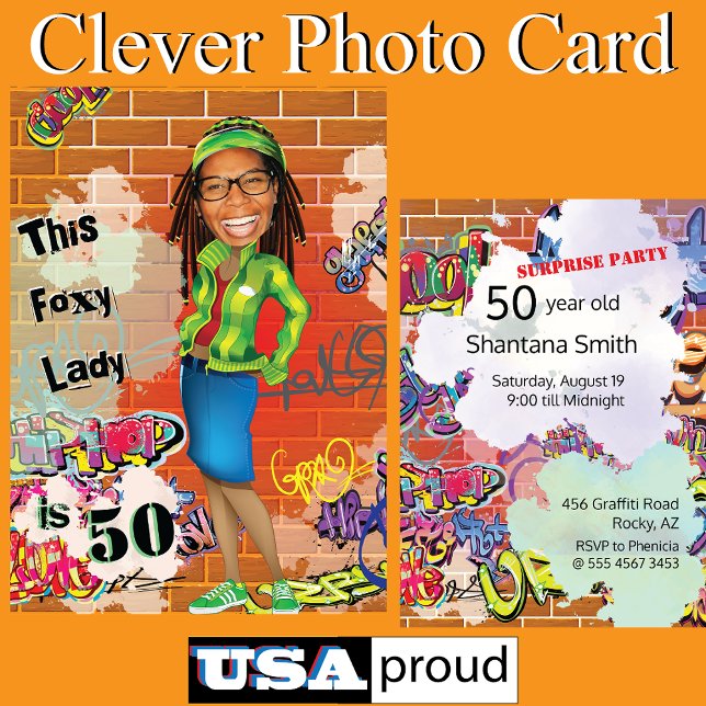  50th Women’s Birthday 💃 Foxy Lady Portrait Funny Invitation (Creator Uploaded)