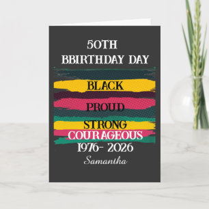 50th year birthday black birthday milestone card