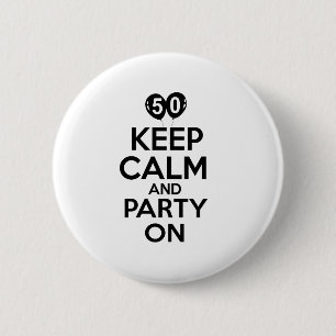 50th year birthday designs 6 cm round badge