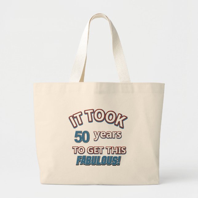 50th year birthday designs large tote bag (Front)