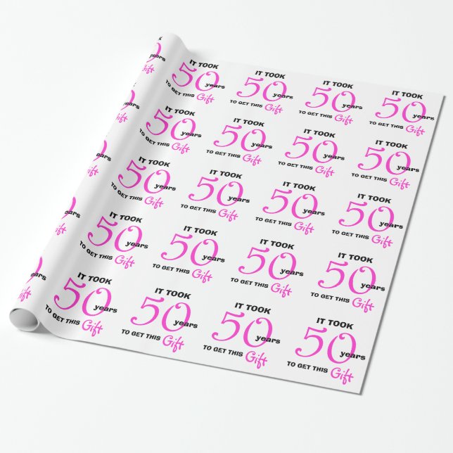 50th Year Birthday Gift Wrap Wrapping Paper (Unrolled)