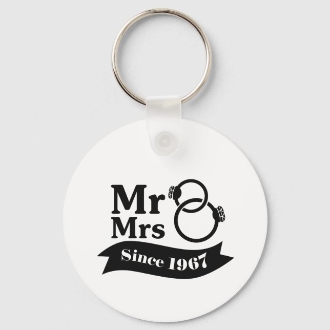 50th Years Anniversary Couples Gift Mr Mrs 1967 Key Ring (Front)