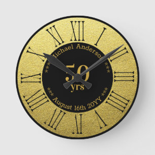 50yrs Retirement or Anniversary Personalised Round Clock