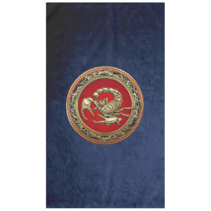 [510] Sacred Golden Scorpion on Red Tablecloth
