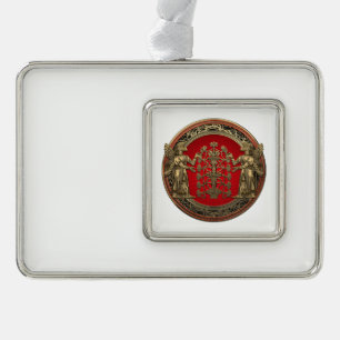 [510] Two Gold Ninurtas with Tree of Life Silver Plated Framed Ornament