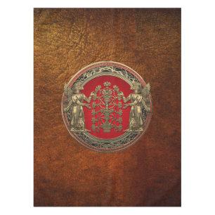 [510] Two Gold Ninurtas with Tree of Life Tablecloth