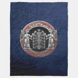 [510] Two Silver Ninurtas with Tree of Life Fleece Blanket