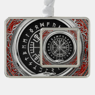 [510] Vegvisir - Viking Silver Magic Runic Compass Plated Framed Ornament
