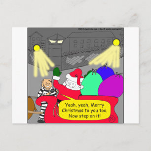 515 prison escape santa cartoon holiday postcard