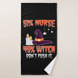 51 Nurse 49 Witch Womens Mens Halloween Nurses Bath Towel