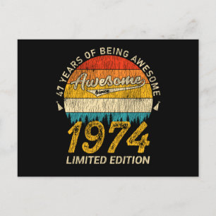 51 Year Old 1974 Retro Awesome 51st Birthday Gift Postcard