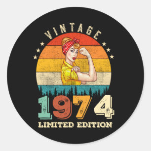 51 Year Old Bday 1974 Vintage 51st Birthday Women Classic Round Sticker