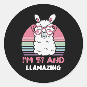 51 Year Old Bday Llamazing Llama 51st Birthday Classic Round Sticker