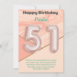 51 year old girls Happy Birthday card