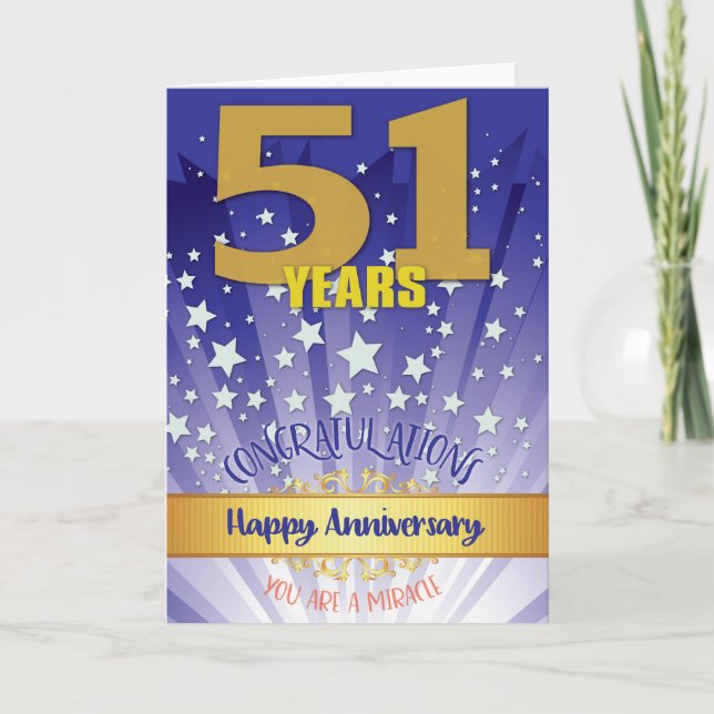 51 Year Recovery Anniversary Bold Numeral Card (Front)